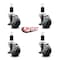 Service Caster 3.5'' Thermoplastic Rubber Swivel 1-1/2'' Expanding Stem Caster Set with Brake, 4PK SCC-EX20S3514-TPRB-TLB-112-4 - alternate 3